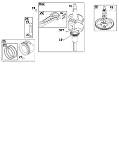 Crankshaft Group Diagram and Parts List for 40U877-0020-G1  Briggs and Stratton Engine